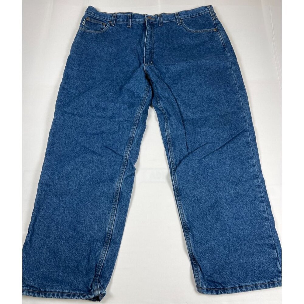Carhartt Men 44X30 B172-DST Relaxed Fit Flannel Lined Jeans Blue Denim